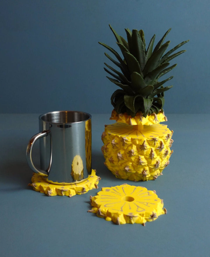 Ananas Untersetzer – Tropisches Design mit 9 Untersetzern für stilvollen Schutz auf Deinem Tisch - Roomberry