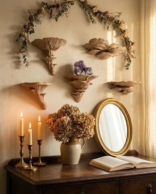 Pilzwandregal-Set 5-teilig in Beige